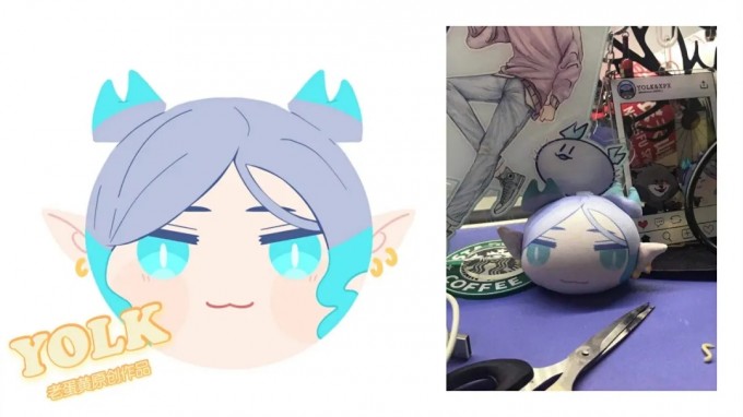 老蛋黄的挂件团子原稿作品及周边实物图