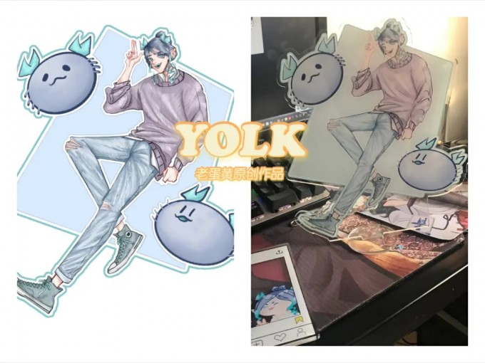 老蛋黄的立牌原稿作品及周边实物图
