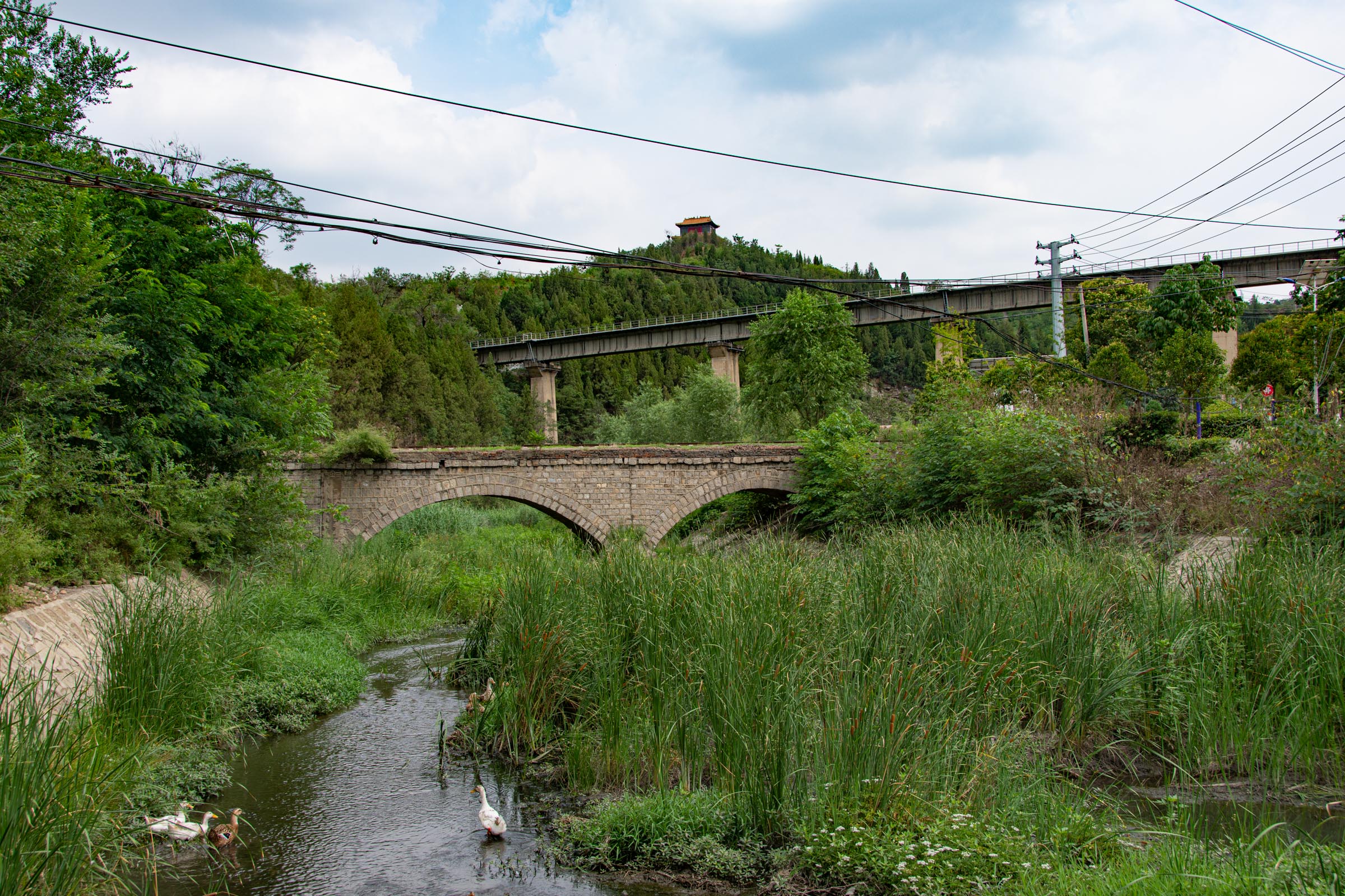 The standard gauge Song-Gao line crosses the Chao-Qi Railway near Longquan Village, Pingmo Town