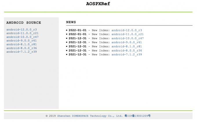 AOSPXRef 网页截图