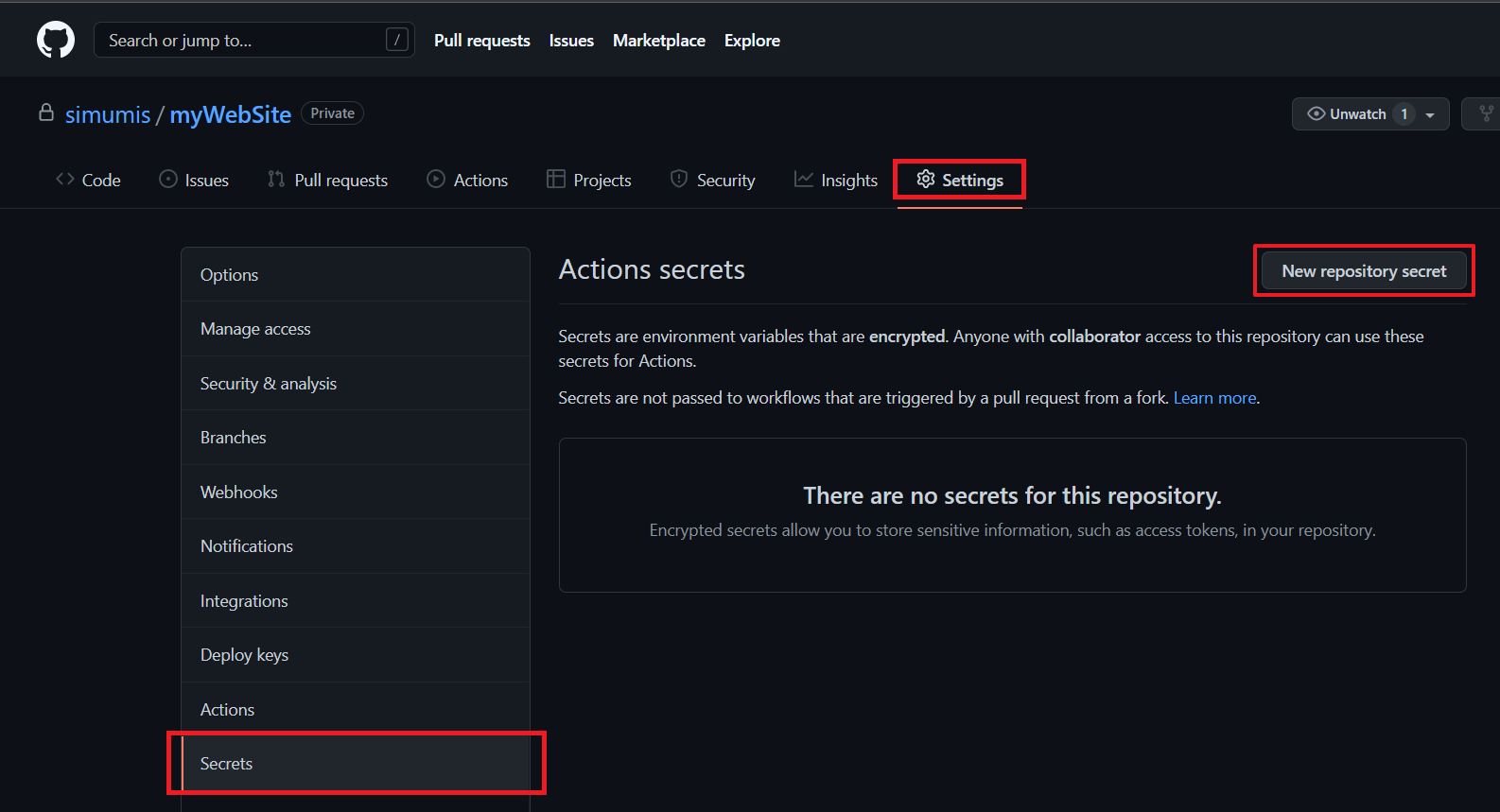 创建仓库 Secret https://s4.ax1x.com/2022/01/23/751p6K.png