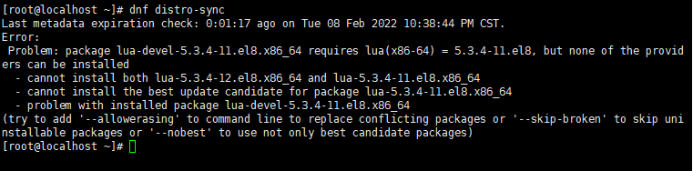 centos8 stream 无法 dnf distro-sync