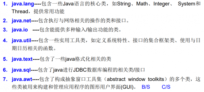 JDK中主要的包