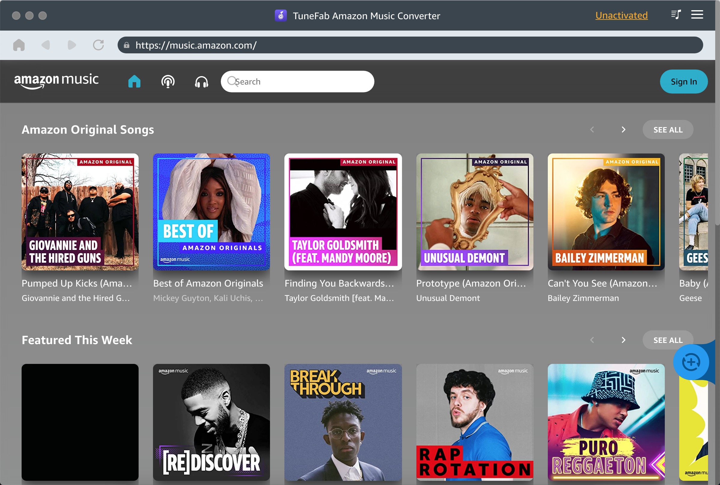 TuneFab Amazon Music Converter (Mac) Screenshot