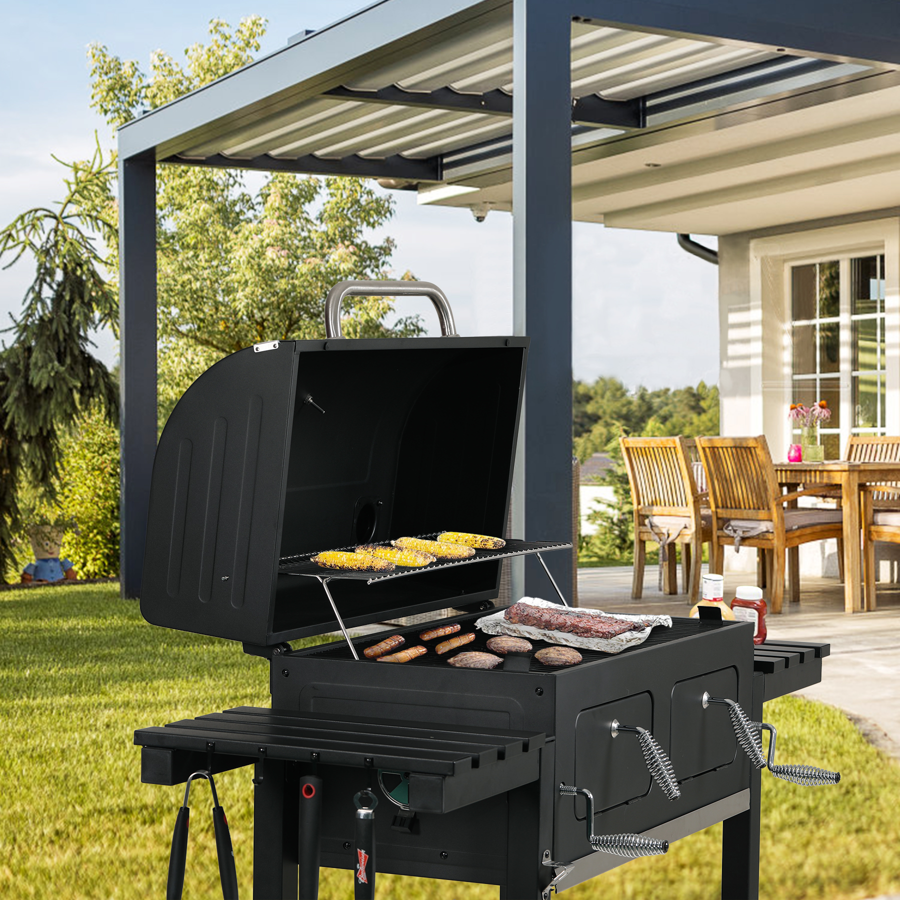 Heavy-Duty Oversize Charcoal Grill, 794 SQ.IN. Liftable BBQ
